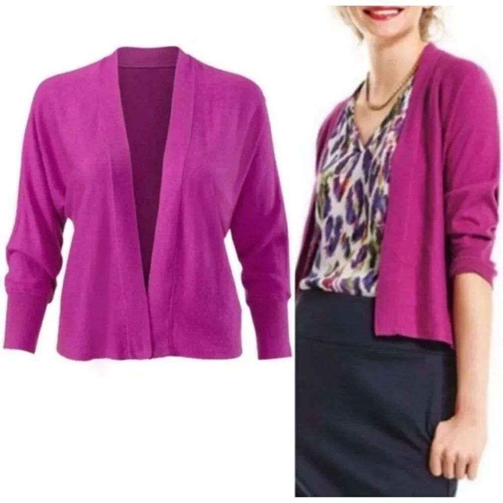 CAbi Portico raspberry pink S colorful cropped cardigan